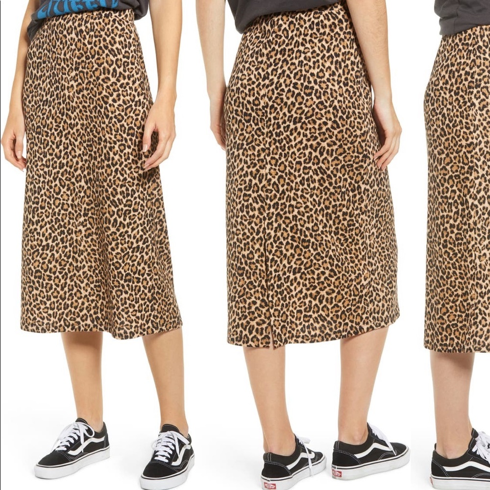 NWT Good Luck Gem Leopard Ribbed Skirt, Size Small